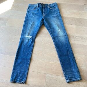 Vince DM/03 Size 32x31 Men's Skinny Blue 5 Pocket Distressed Jeans Made In USA